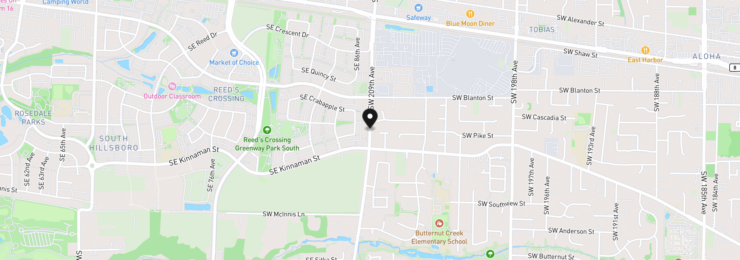 Map showing the location of 4041 SW 209th Ave, Hillsboro, OR 97123