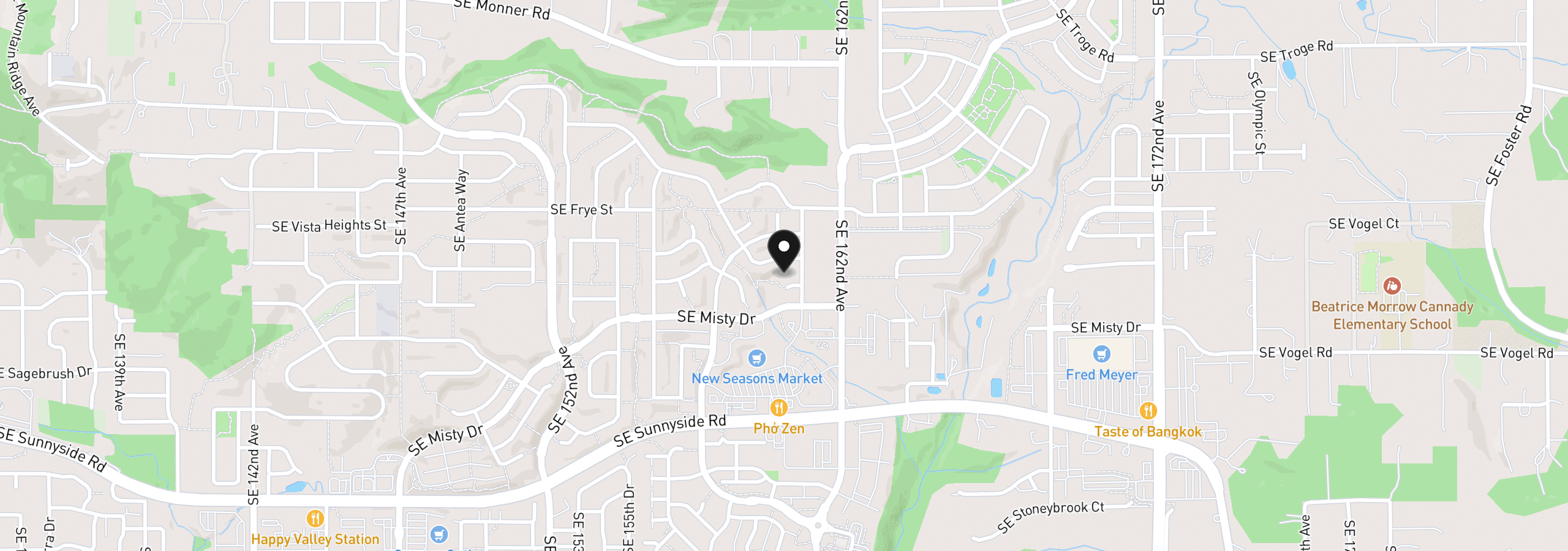 Map showing the location of 16025 SE Peace Ct, Happy Valley, OR 97086