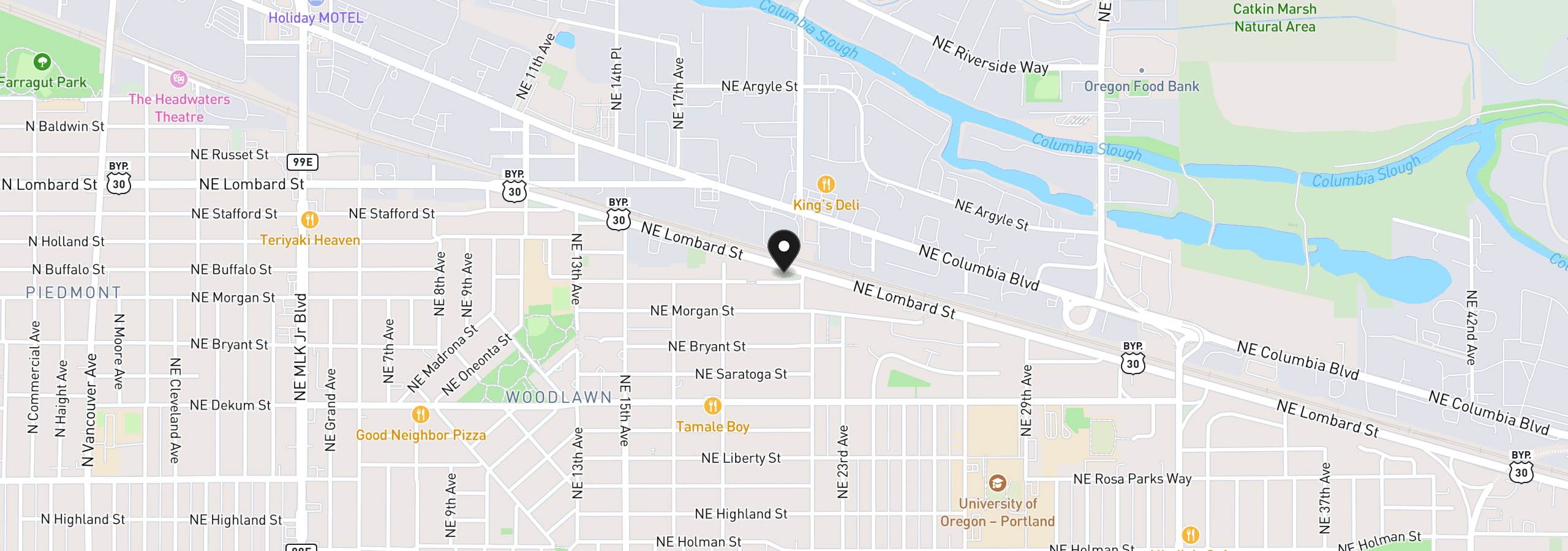 Map showing the location of 2045 NE Buffalo St, Portland, OR 97211