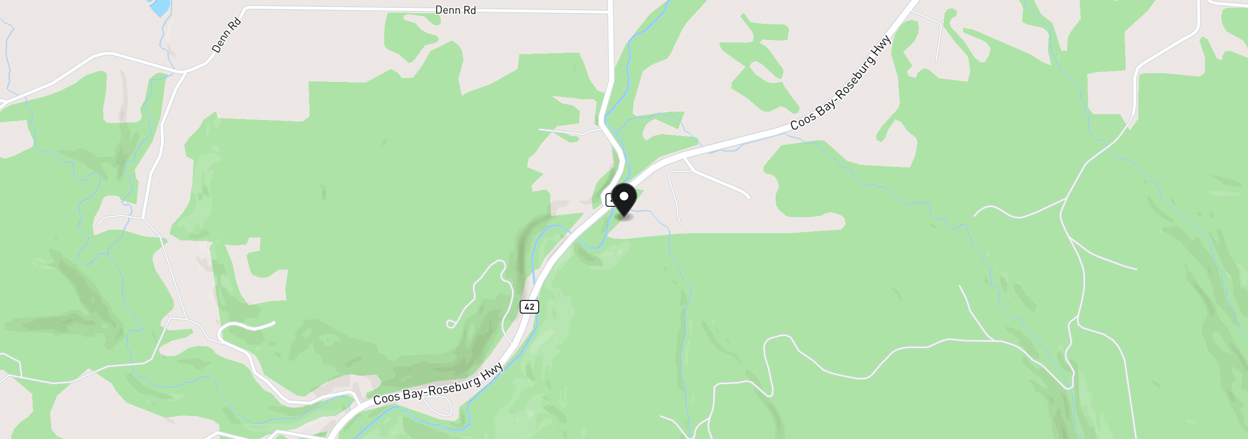 Map showing the location of Hard Cash Ln, Camas Valley, OR 97416