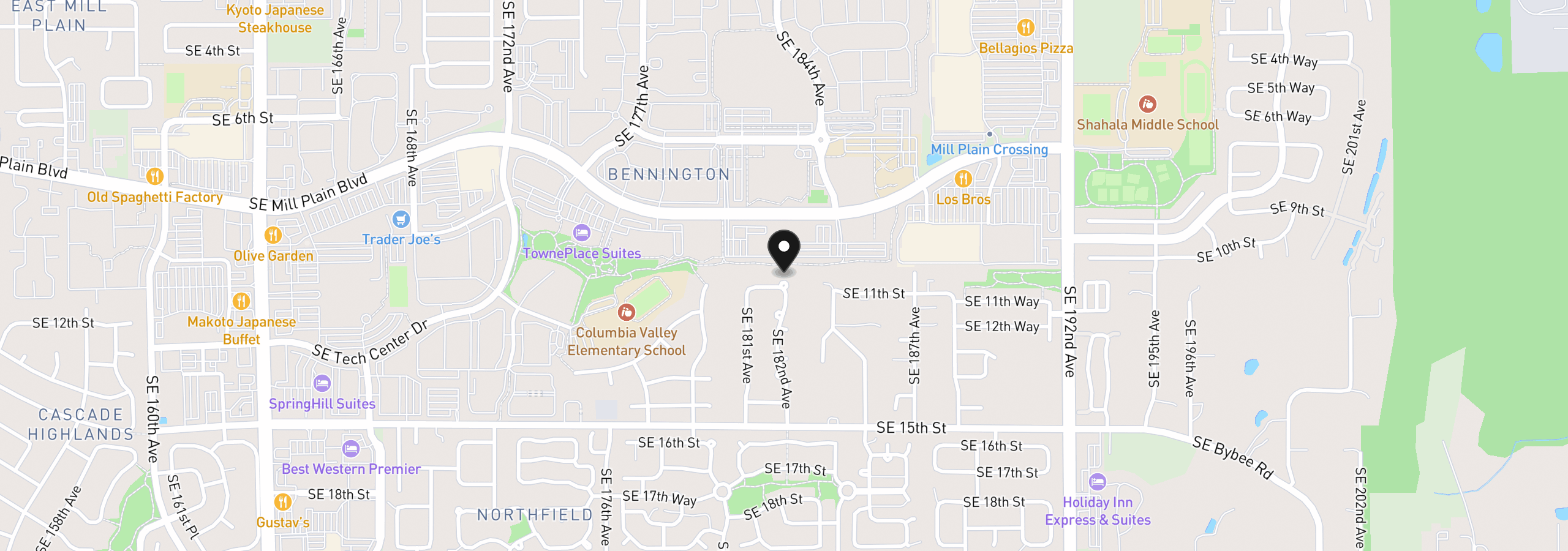 Map showing the location of 18118 SE 11th St, Vancouver, Wa 98683