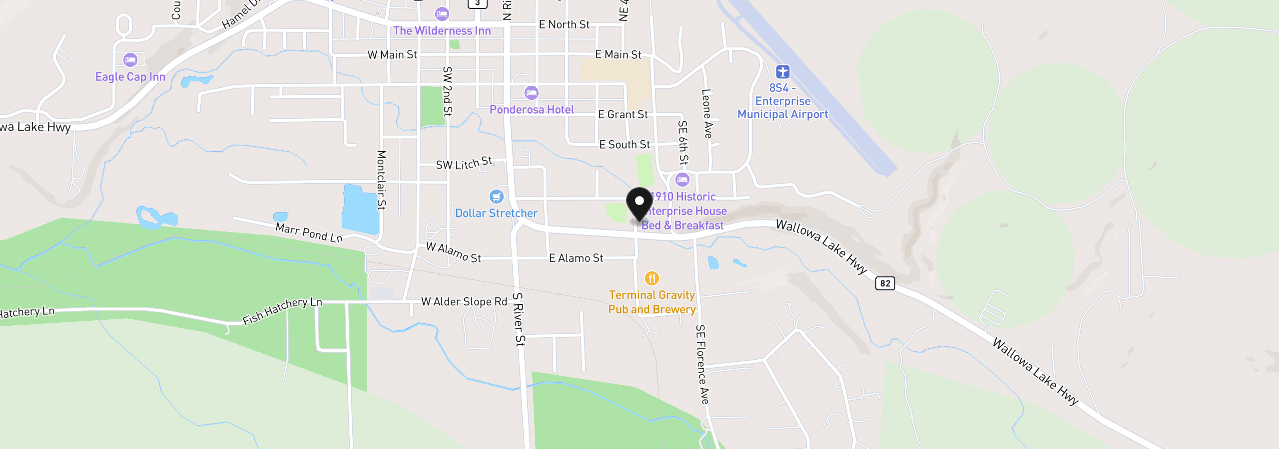Map showing the location of 605 SE School St, Enterprise, OR 97828