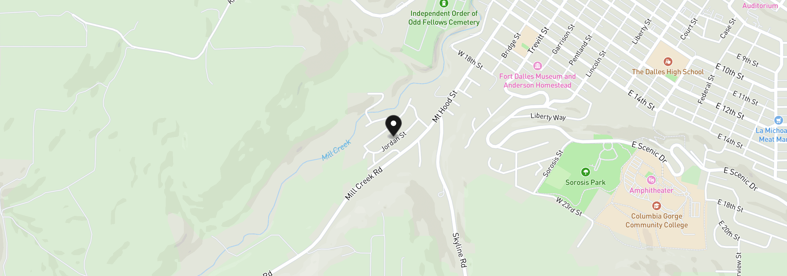 Map showing the location of 2511 Jordan St, The Dalles, OR 97058