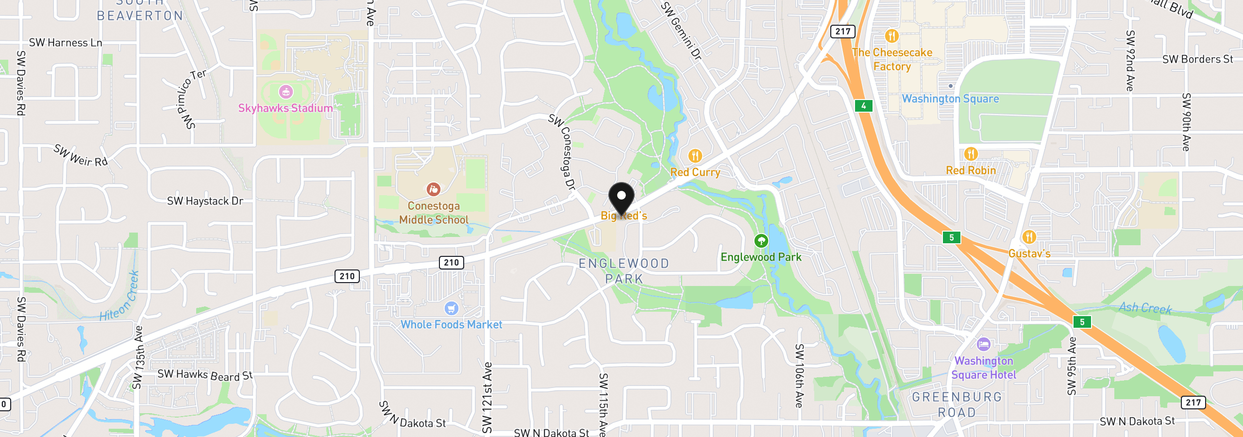 Map showing the location of 11257 SW Springwood Dr, Portland, OR 97223