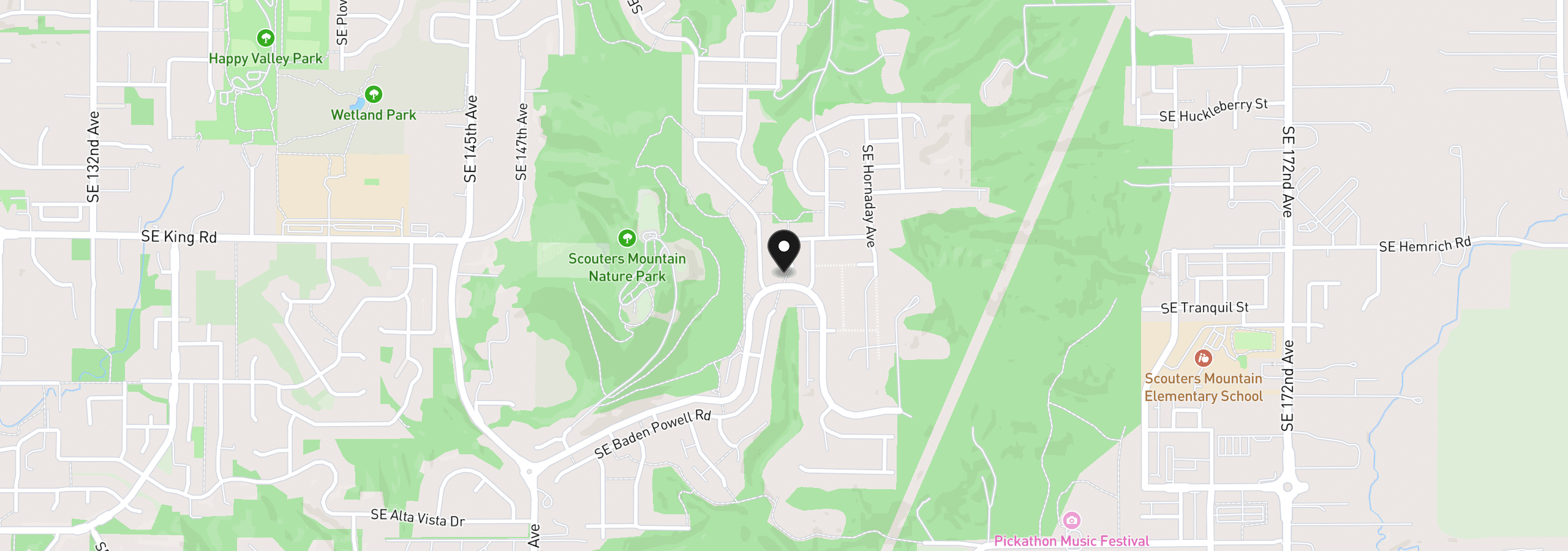 Map showing the location of 10064 SE Vradenburg Rd 398, Happy Valley, OR 97086