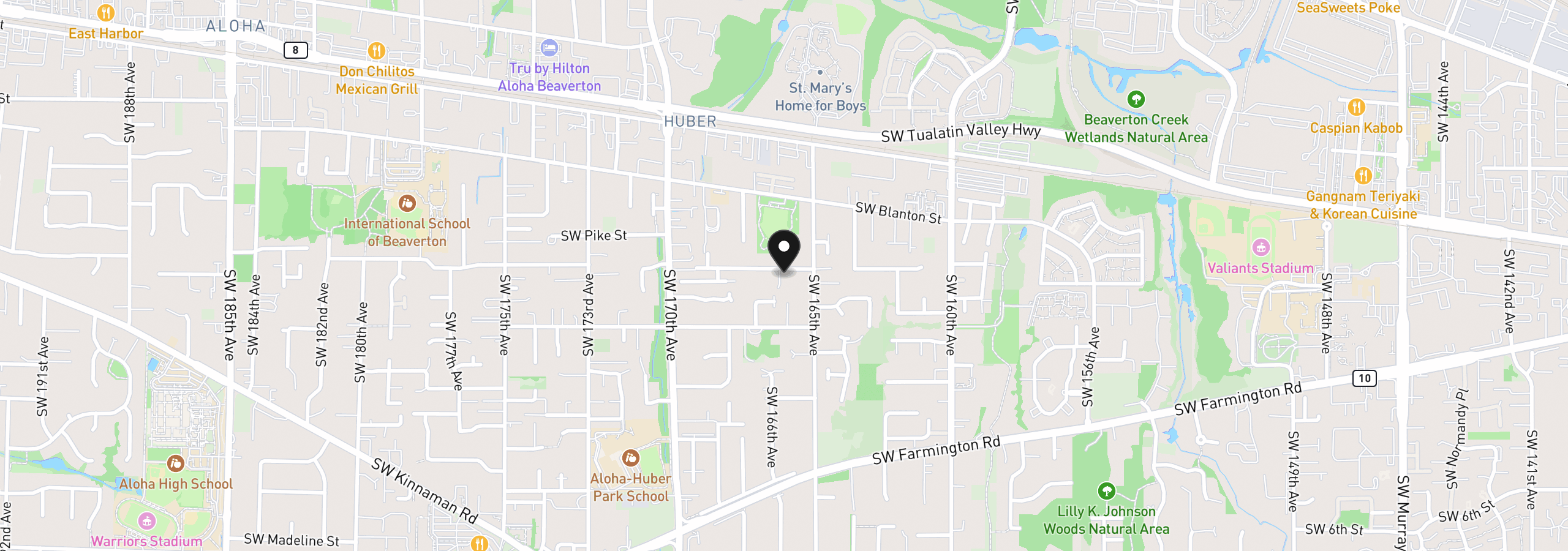 Map showing the location of 16600 SW Vincent St, Beaverton, OR 97078