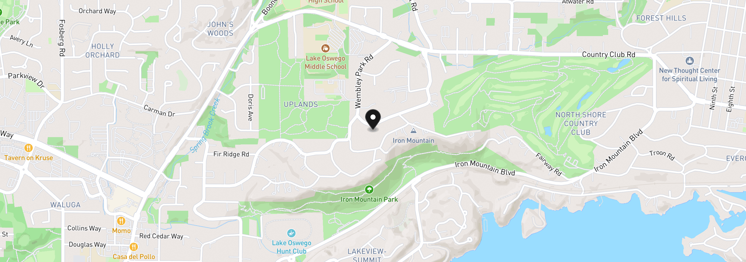 Map showing the location of 14760 Uplands Dr, Lake Oswego, OR 97034