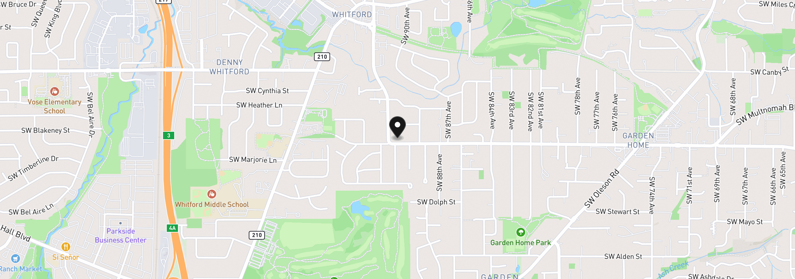 Map showing the location of 9125 SW Garden Home Rd, Portland, OR 97223