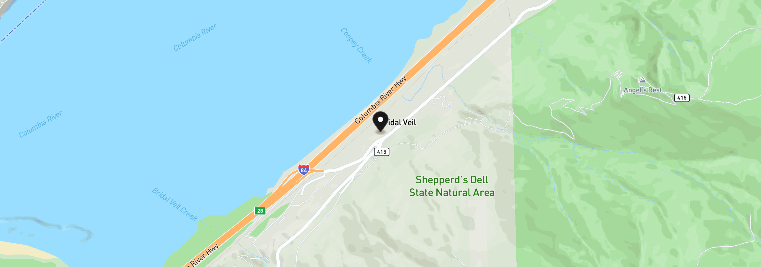 Map showing the location of 47645 E Columbia River Hwy, Corbett, OR 97019