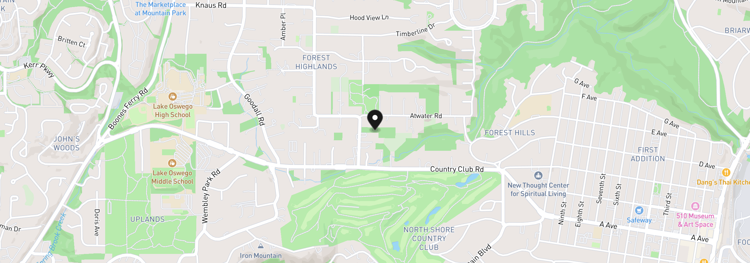 Map showing the location of 13882 Knaus Rd, Lake Oswego, OR 97034