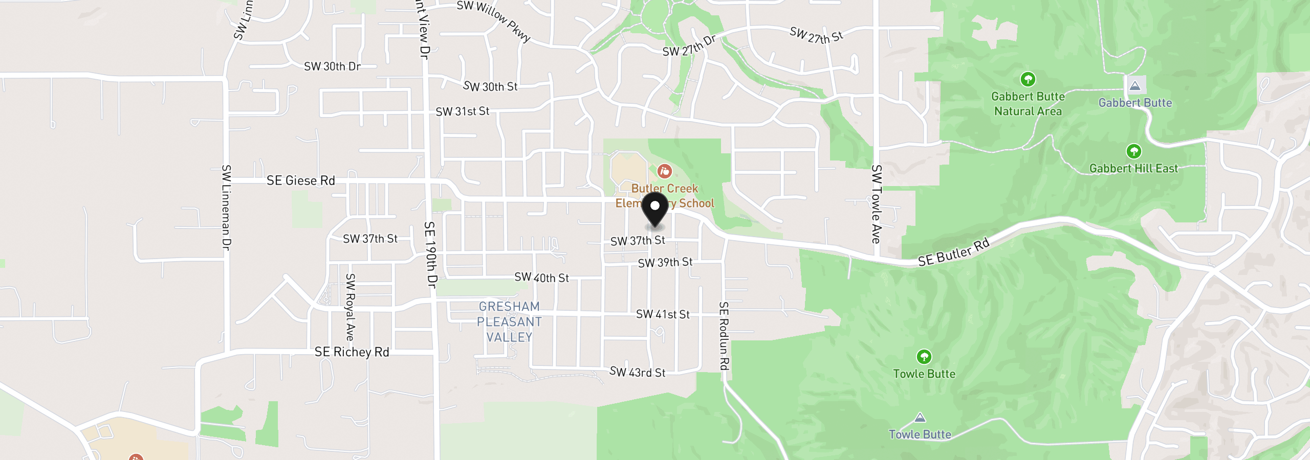 Map showing the location of 3826 SW Eleven Mile Ave, Gresham, OR 97080