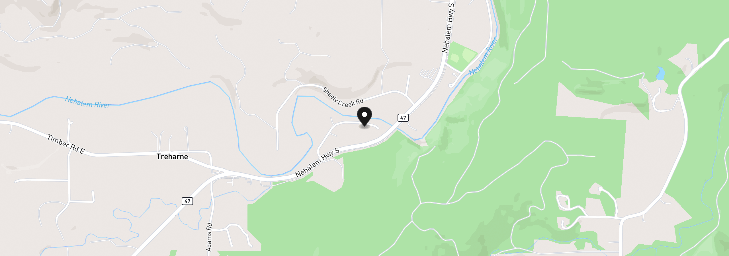 Map showing the location of 58442 Nehalem Hwy S, Vernonia, OR 97064