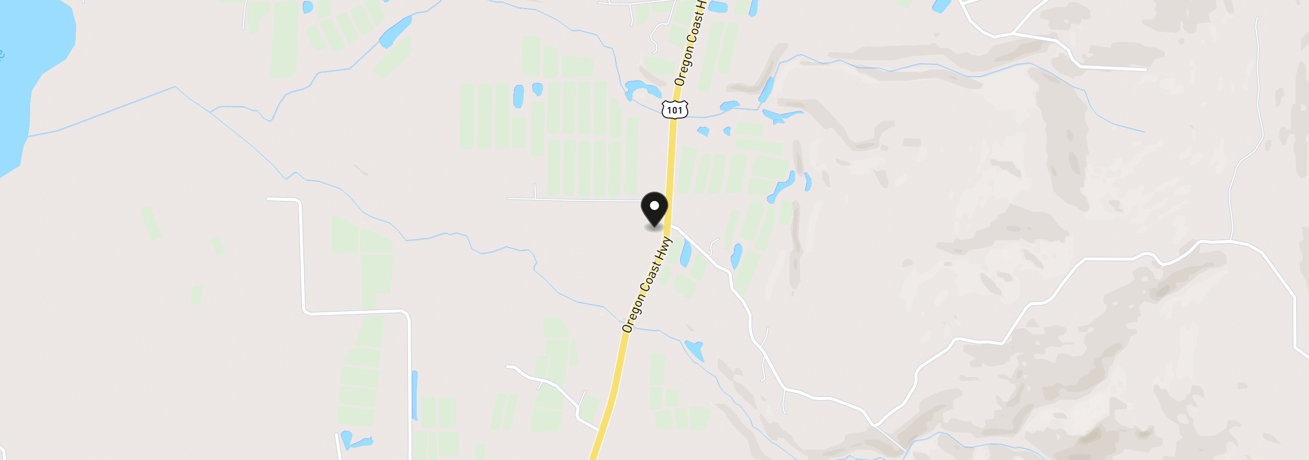 Map showing the location of 45746 Highway 101, Bandon, OR 97411