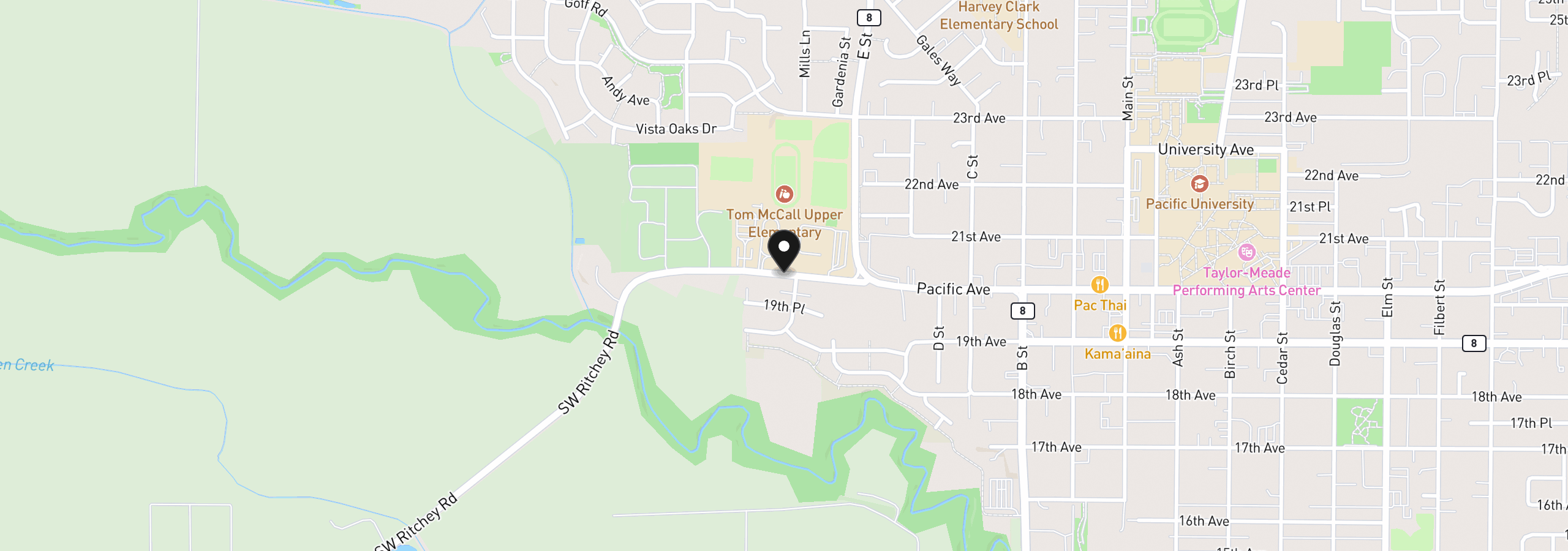 Map showing the location of 1336 Pacific Ave, Forest Grove, OR 97116