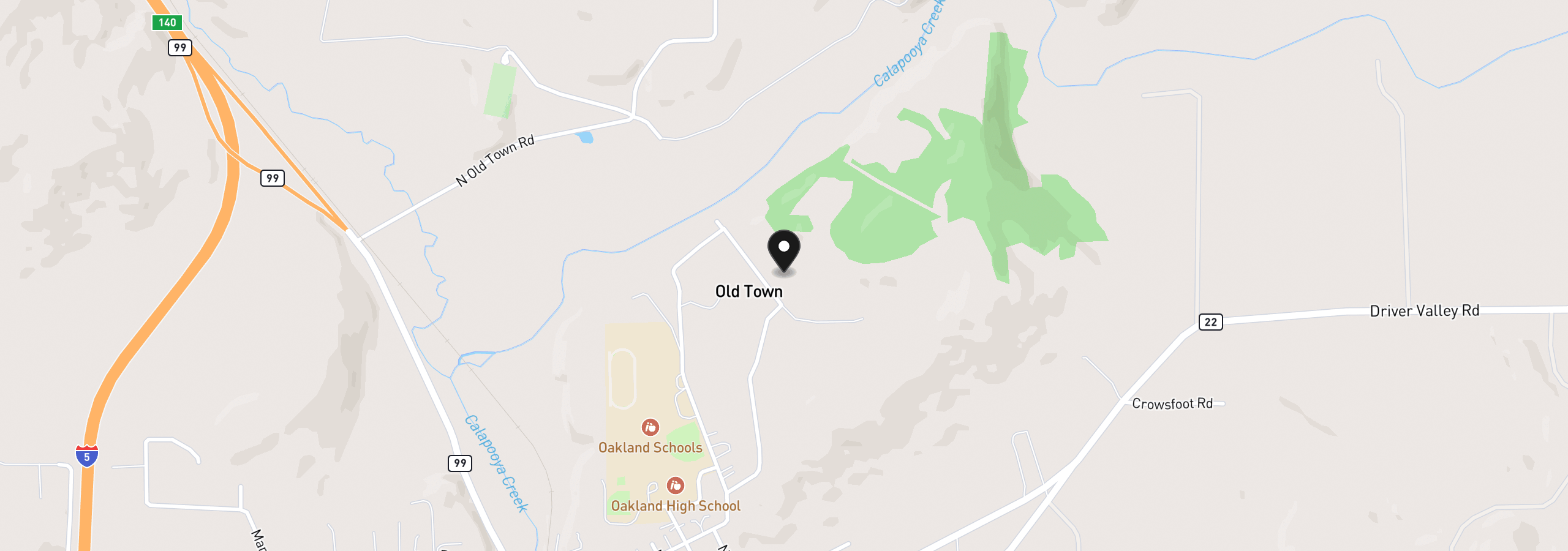 Map showing the location of 1549 Old Town Loop Rd, Oakland, OR 97462