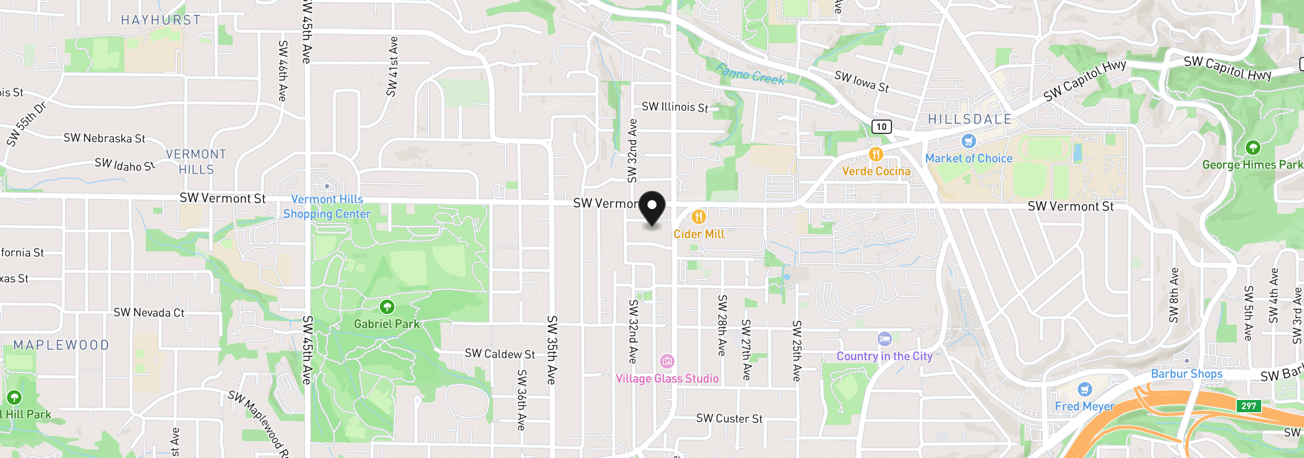 Map showing the location of 3046 SW Florida Ct B, Portland, OR 97219