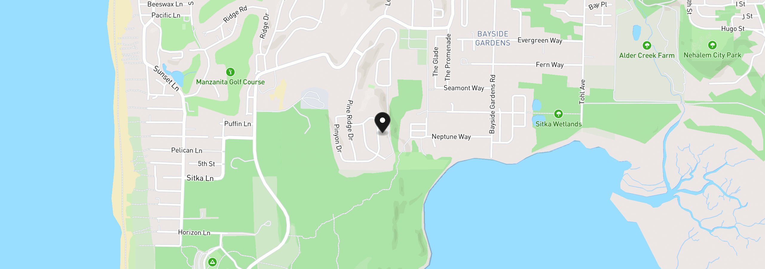 Map showing the location of 34695 Lodgepole Dr, Manzanita, OR 97130