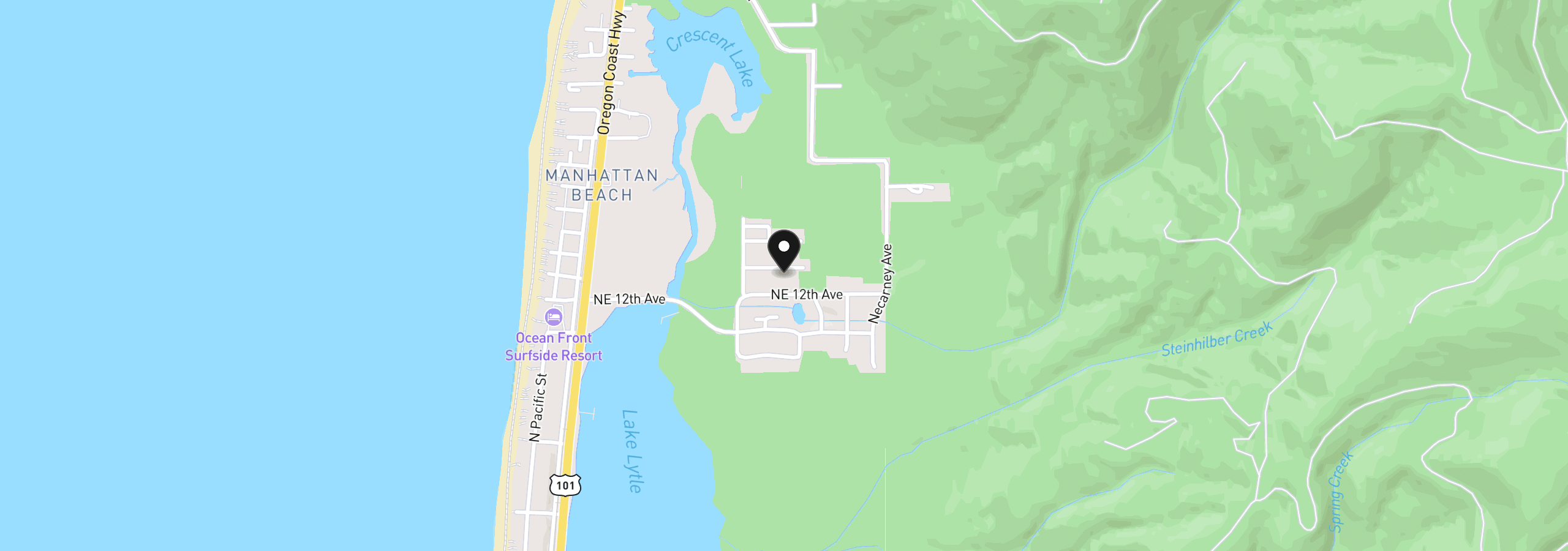 Map showing the location of 1045 NE 13th Ave, Rockaway Beach, OR 97136