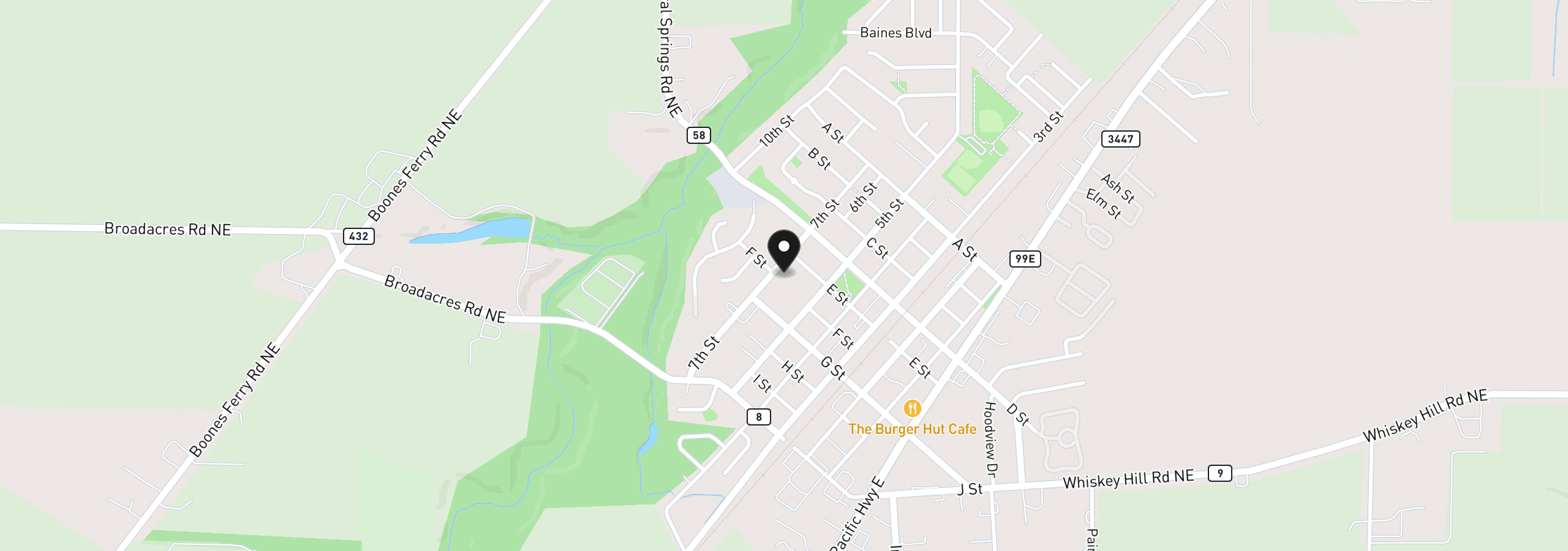 Map showing the location of 3400 7th St, Hubbard, OR 97032