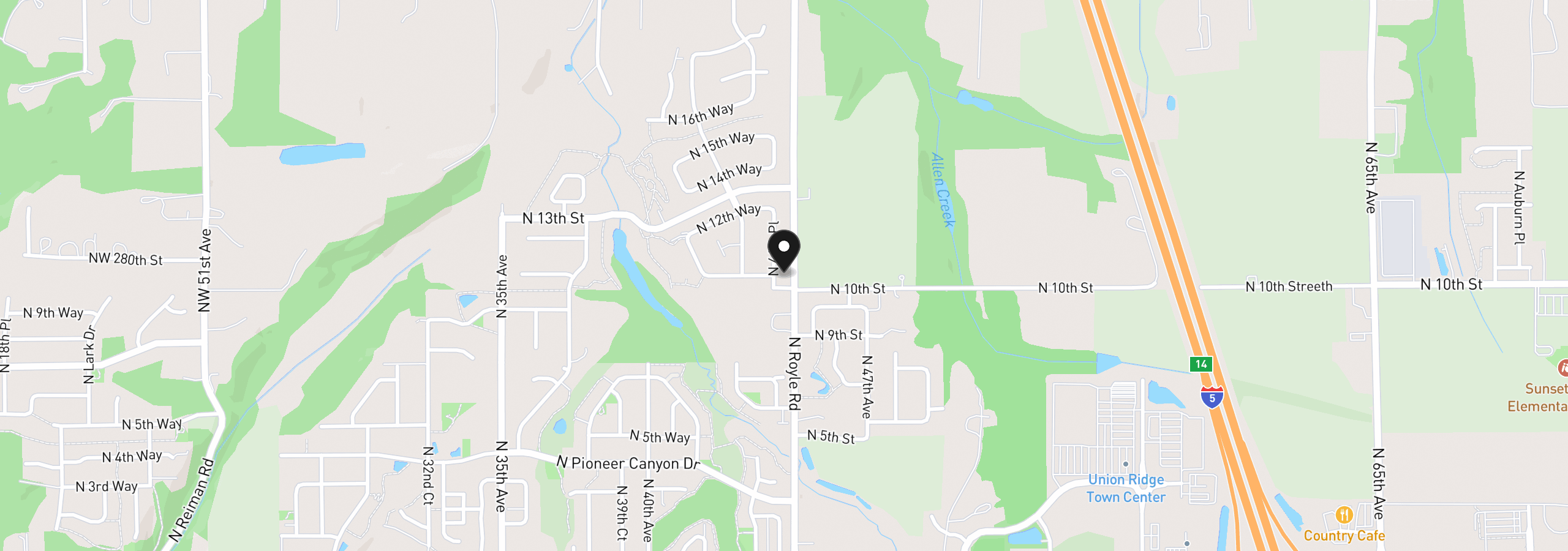 Map showing the location of 1016 N 44th Pl, Ridgefield, Wa 98642