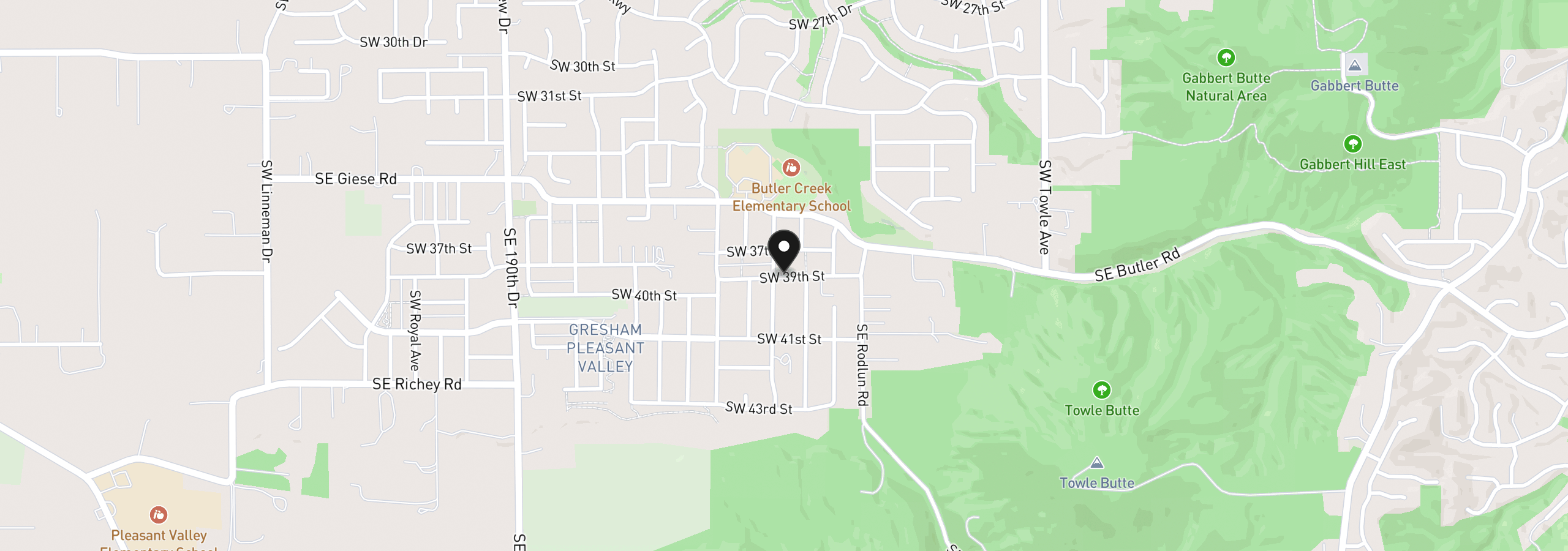 Map showing the location of 2431 SW 39th Ave, Gresham, OR 97080