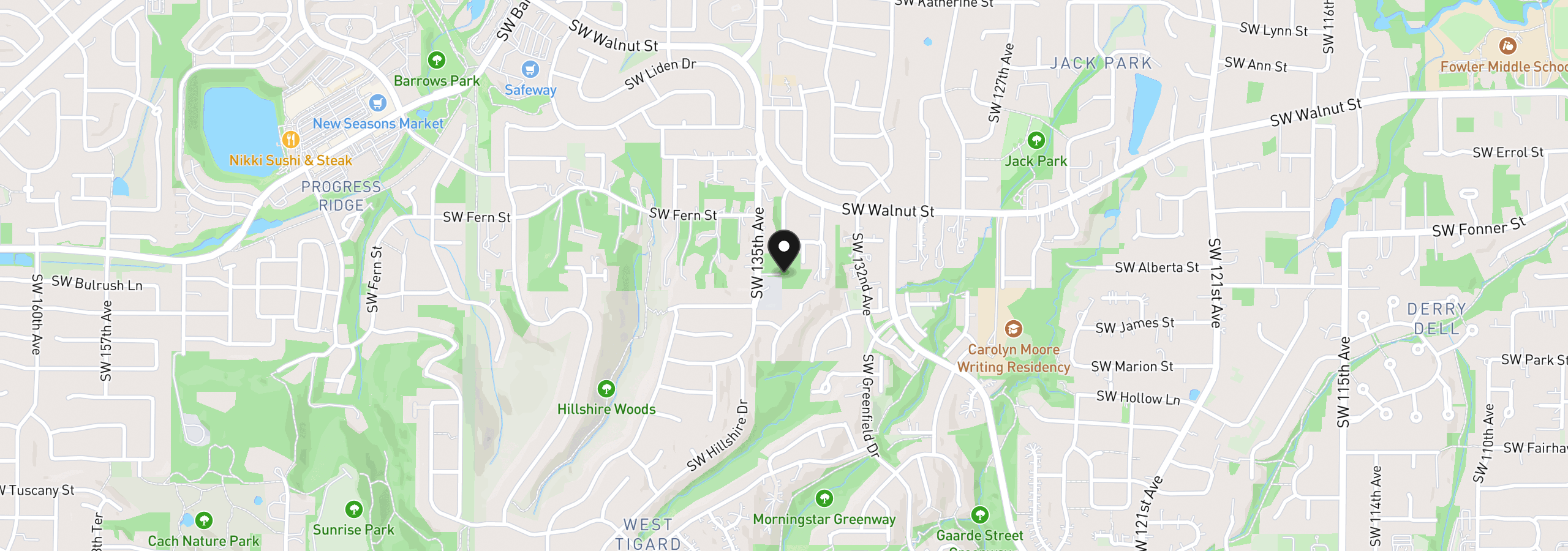Map showing the location of 12950 SW 135th Ave, Tigard, OR 97223