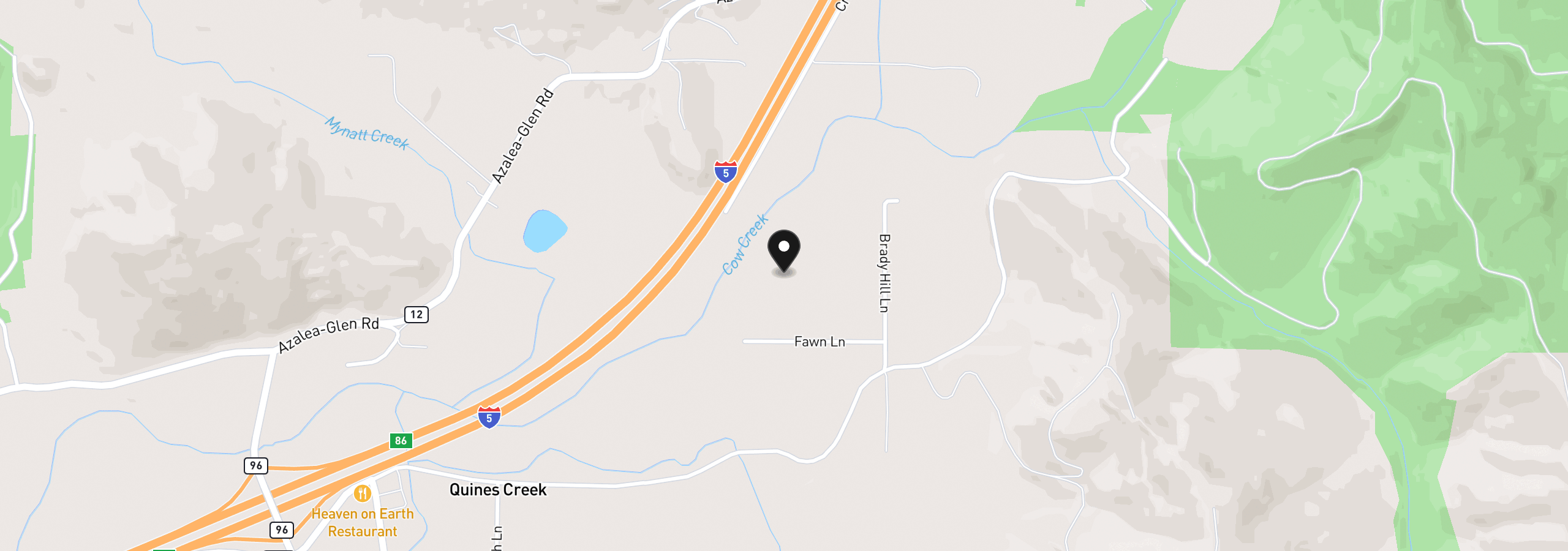 Map showing the location of 273 Fawn Ln, Azalea, OR 97410