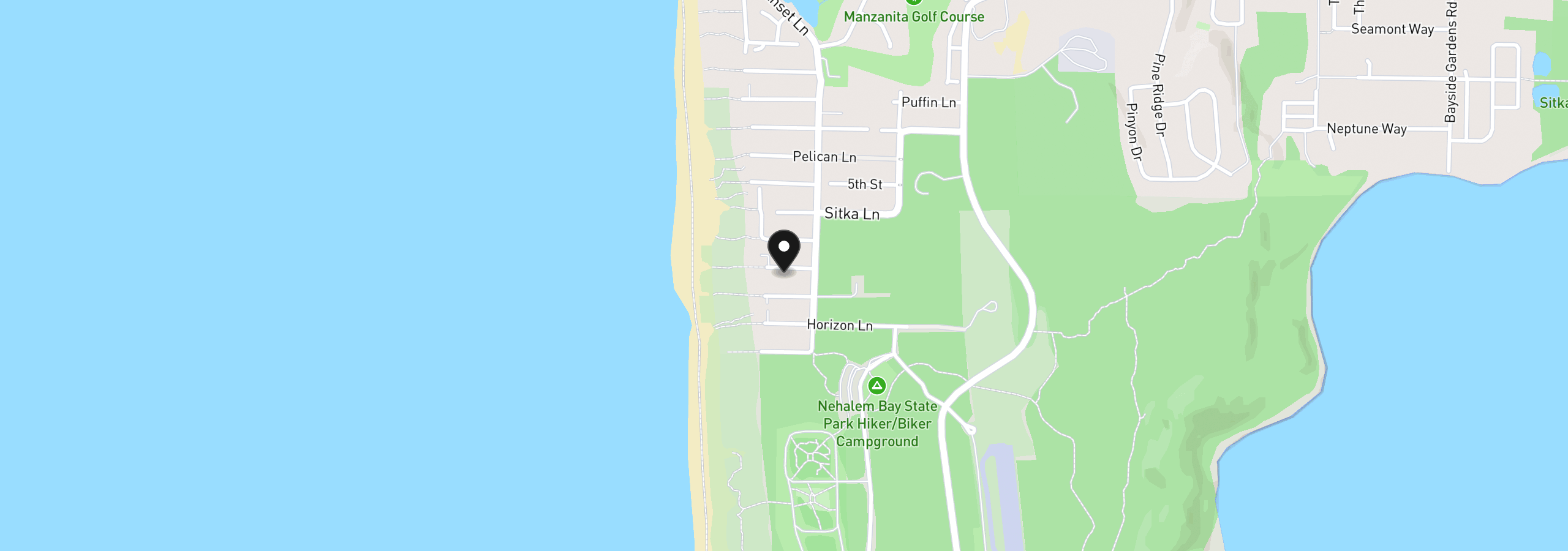 Map showing the location of 8917 Spindrift Ln, Manzanita, OR 97130