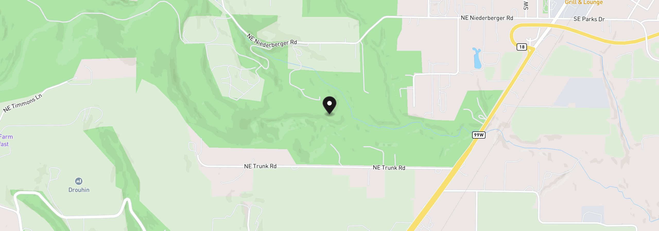 Map showing the location of 19855 NE Trunk Rd, Dundee, OR 97115