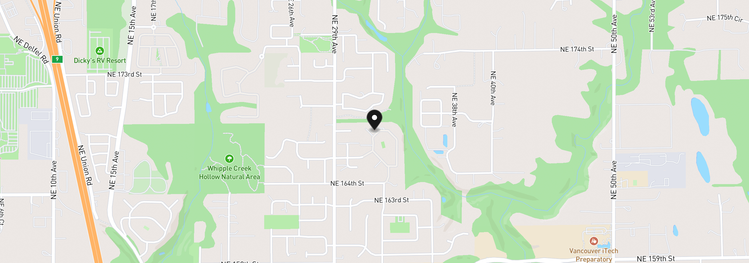 Map showing the location of 3300 NE 164th St S-1, Ridgefield, Wa 98642