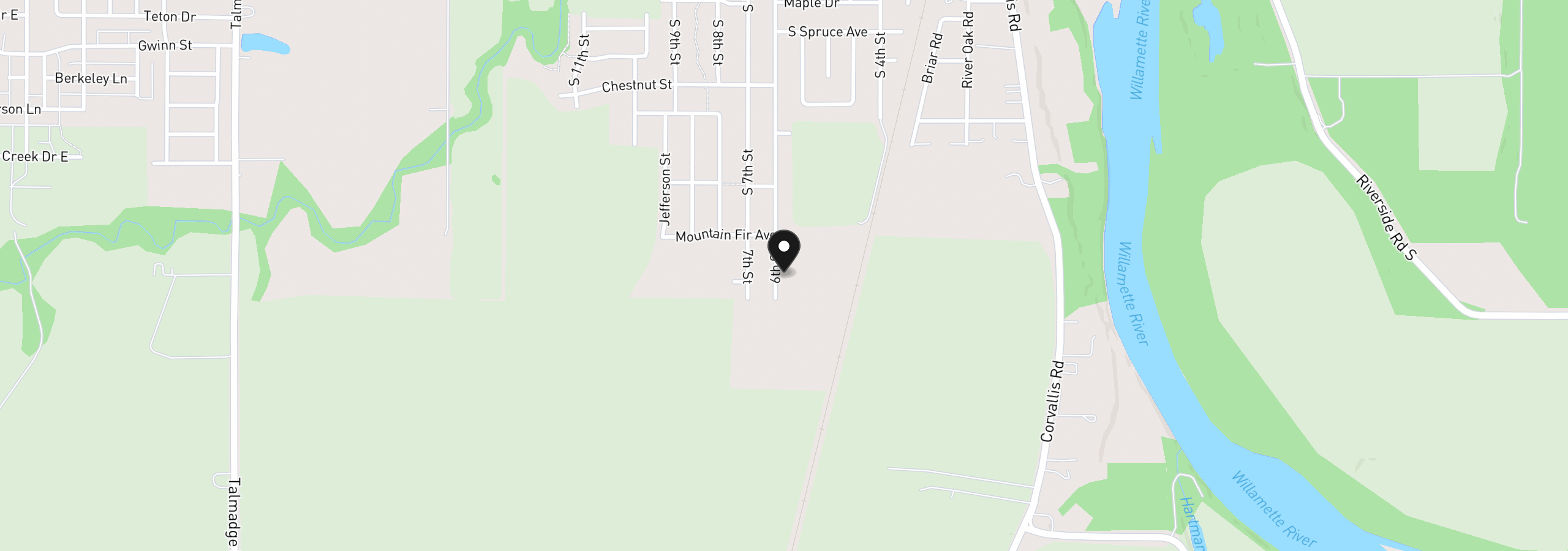 Map showing the location of 1653 S 6th St, Independence, OR 97351