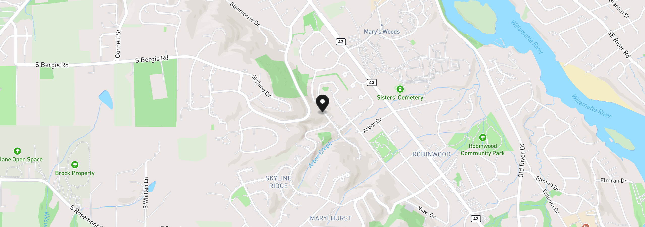Map showing the location of 17697 Hillside Dr, West Linn, OR 97068