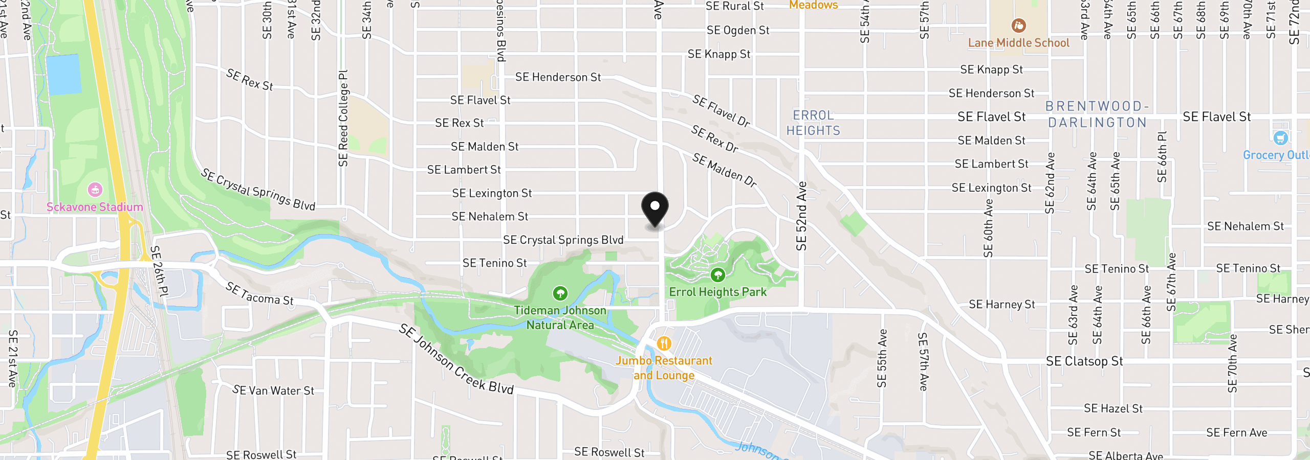 Map showing the location of 8045 SE 45th Ave, Portland, OR 97206