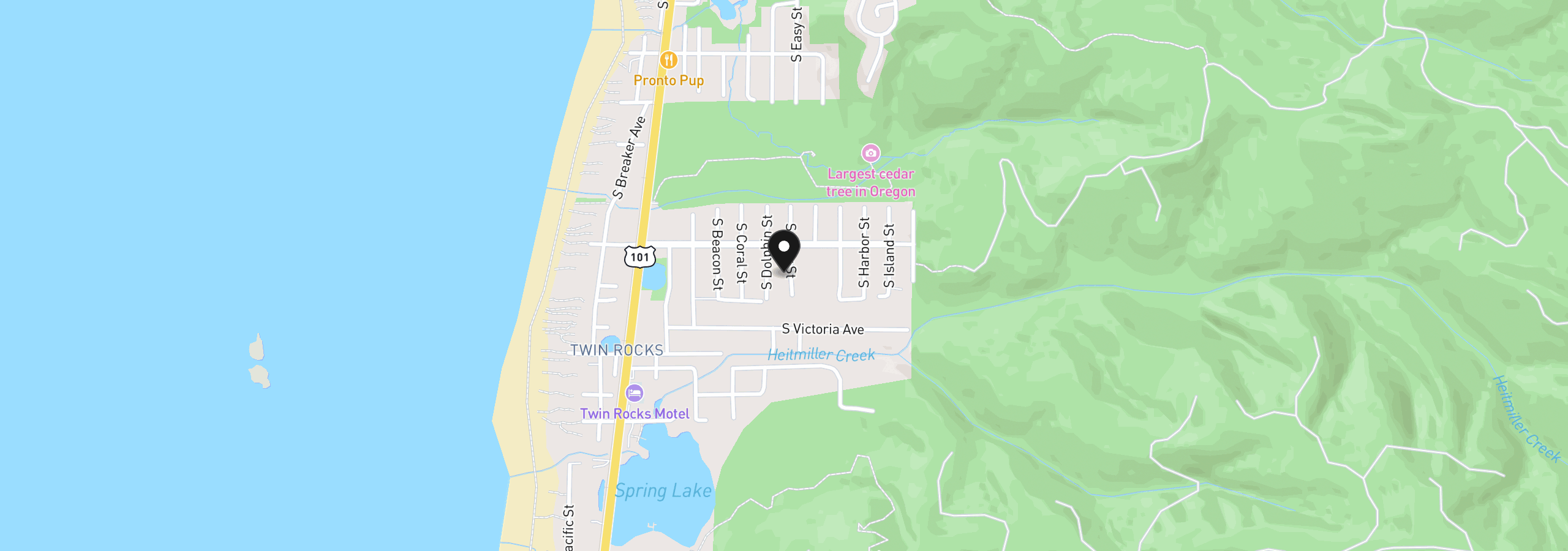 Map showing the location of 1047 S Easy St, Rockaway Beach, OR 97136
