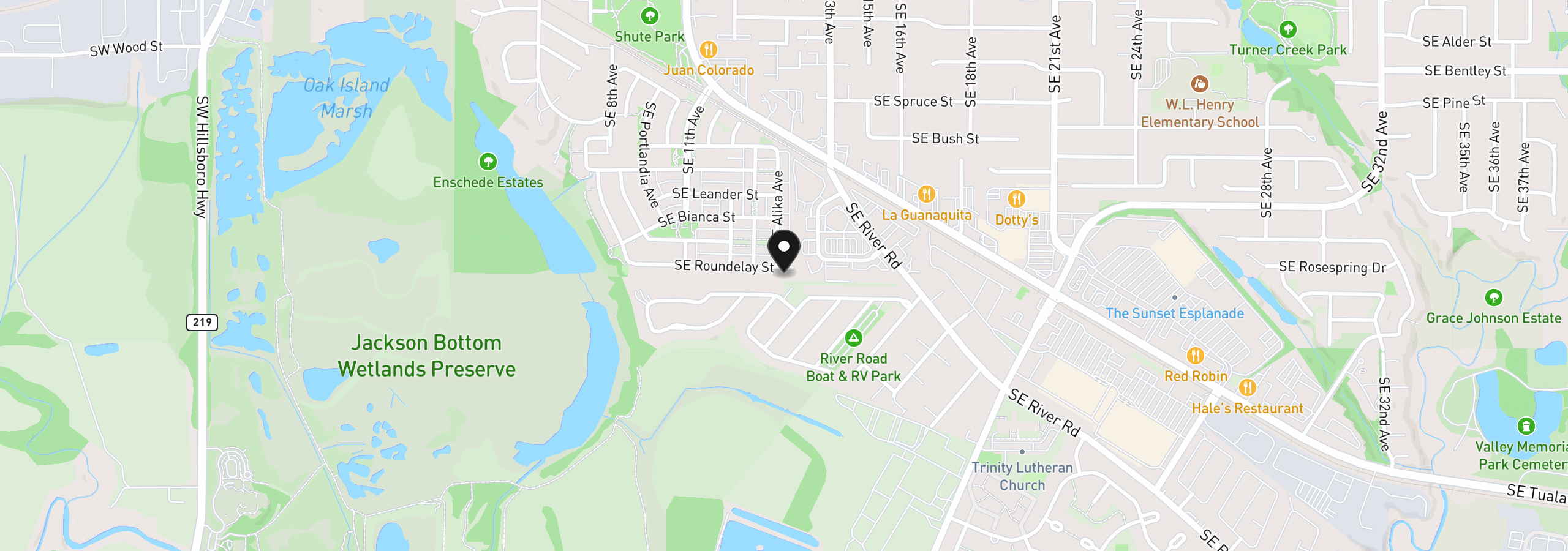Map showing the location of 1316 SE Roundelay St, Hillsboro, OR 97123