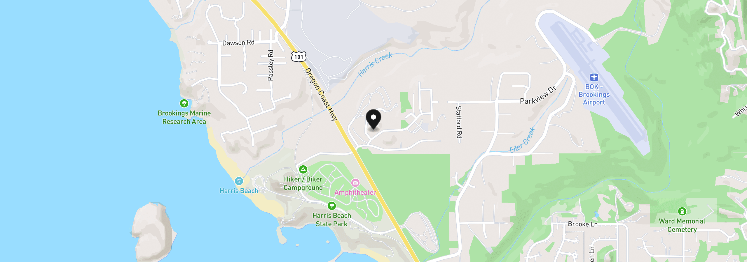 Map showing the location of 1712 Arch Ln, Brookings, OR 97415