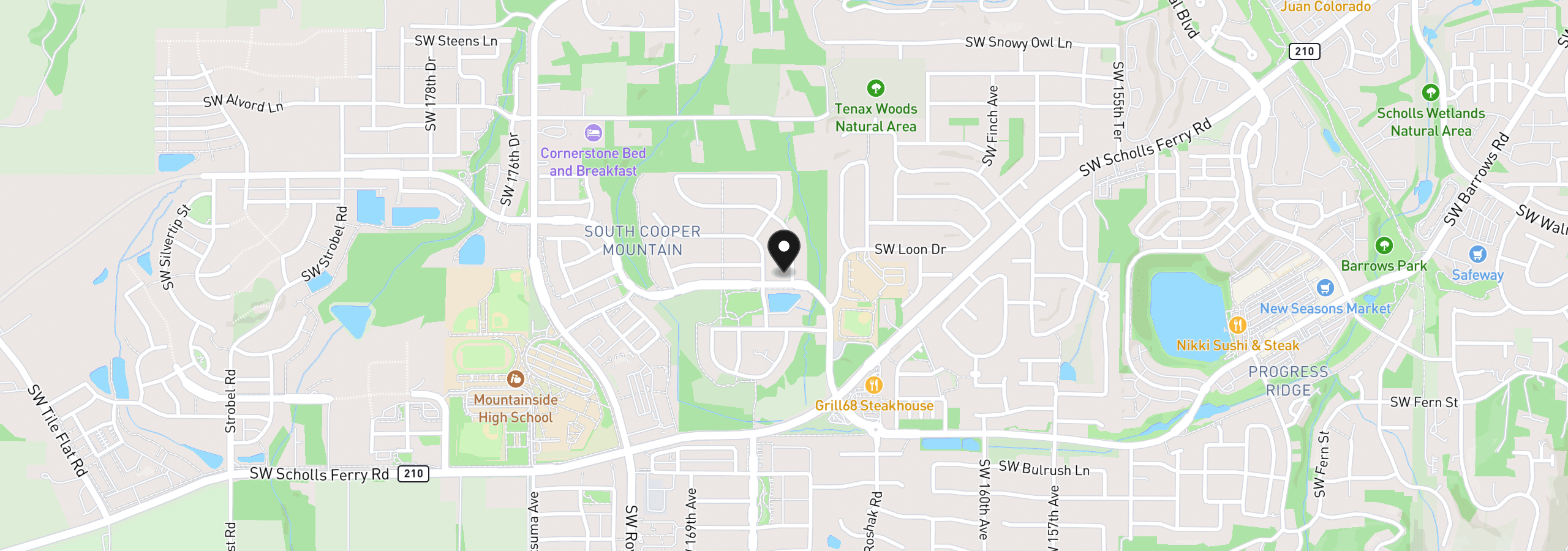 Map showing the location of 12361 SW Champlin Ln, Beaverton, OR 97007