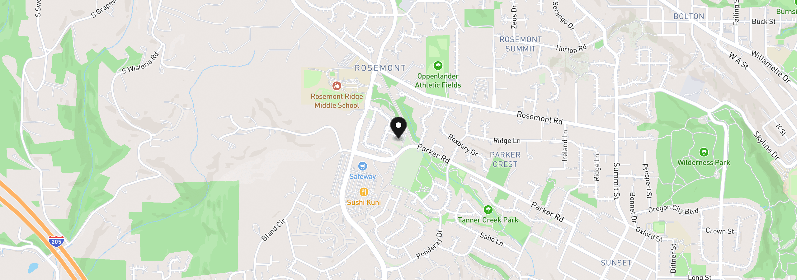 Map showing the location of 20750 Viewpoint Rd, West Linn, OR 97068
