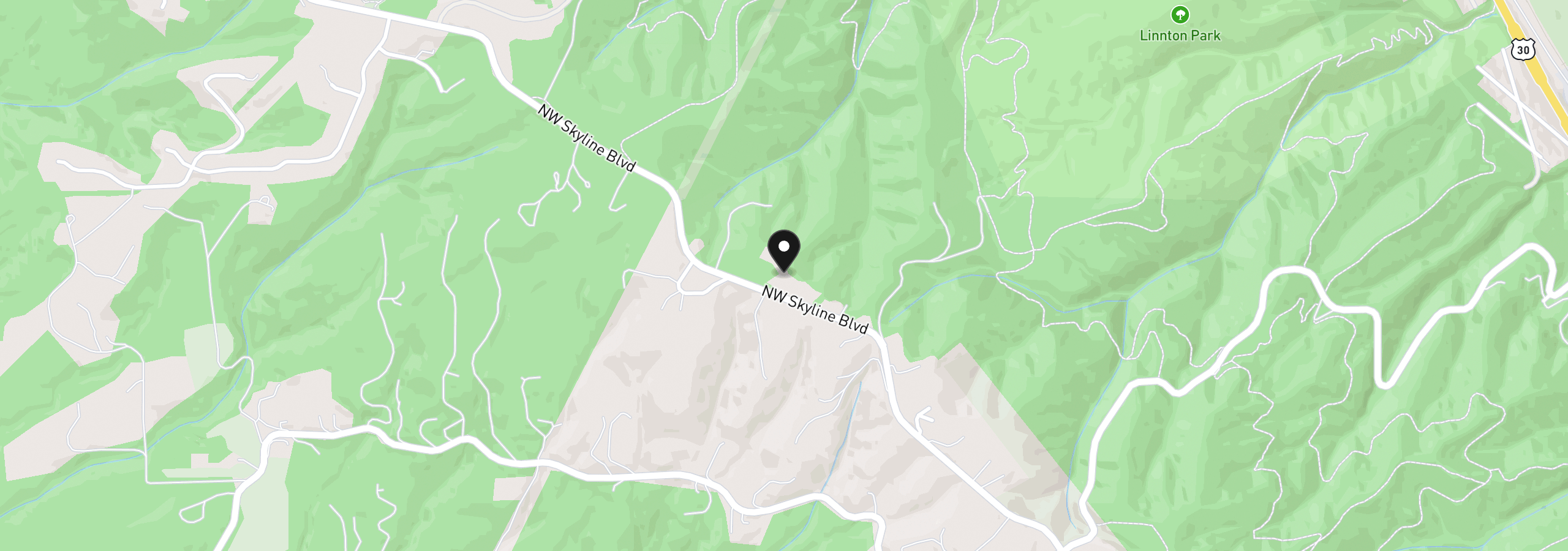 Map showing the location of 9342 NW Skyline Blvd, Portland, OR 97231