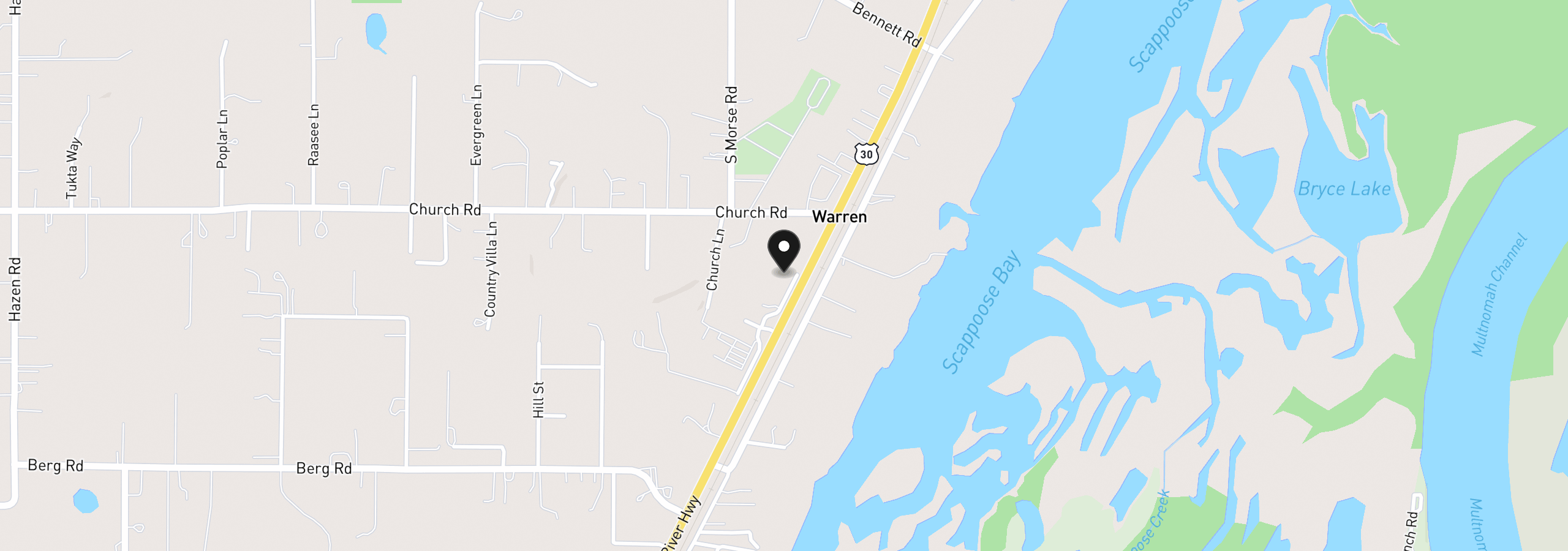 Map showing the location of 56647 Columbia River Hwy, Warren, OR 97053
