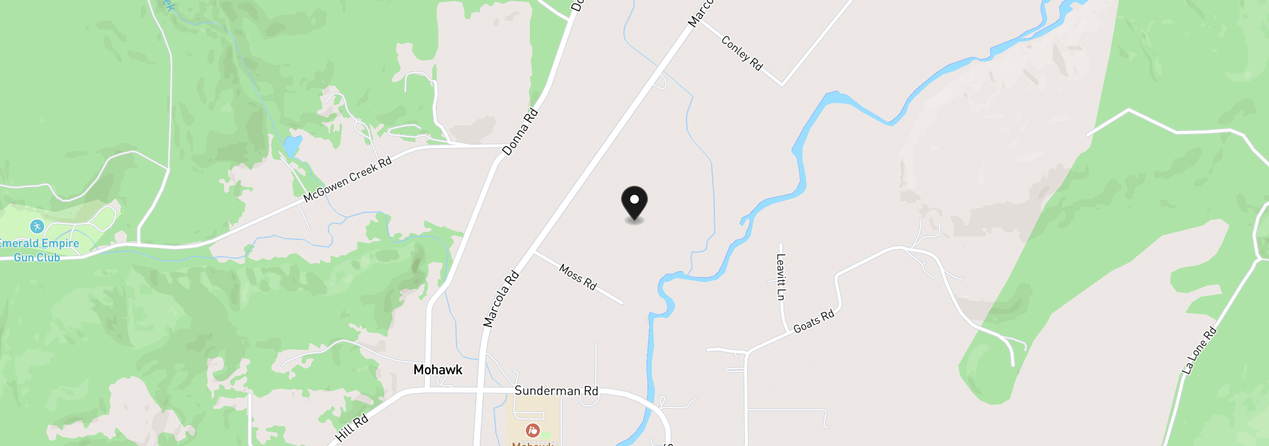 Map showing the location of 91375 Marcola Rd, Springfield, OR 97478