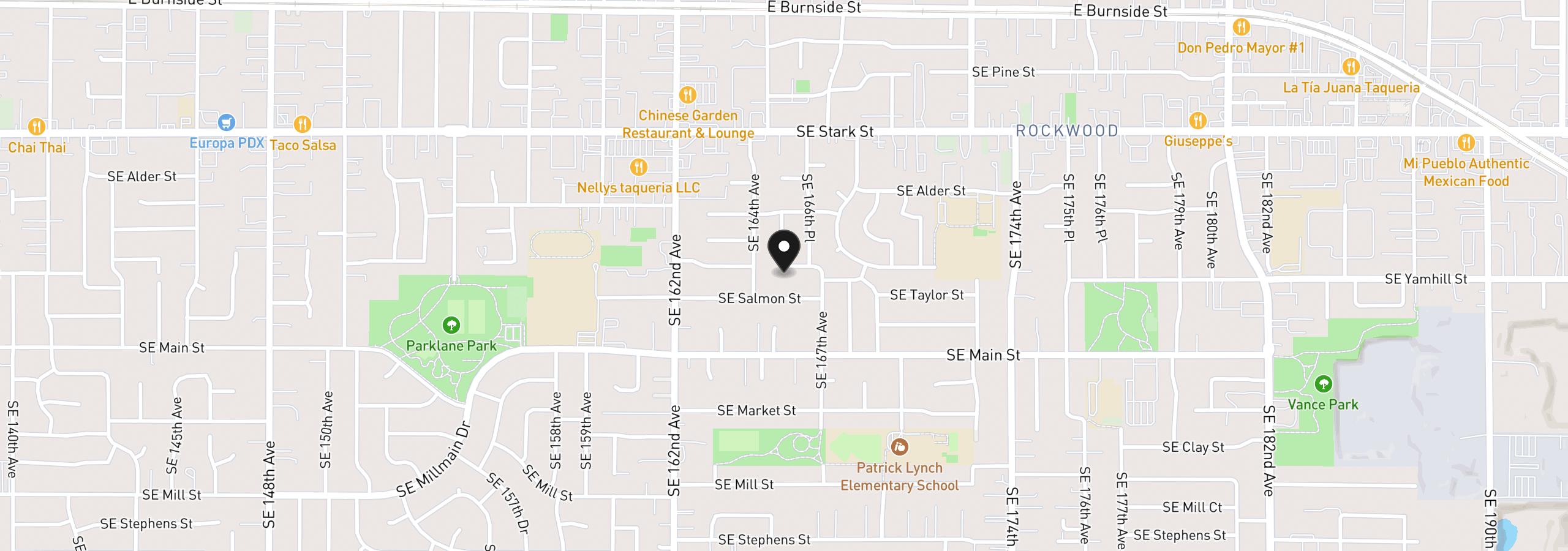 Map showing the location of 16528 SE Taylor St, Portland, OR 97233