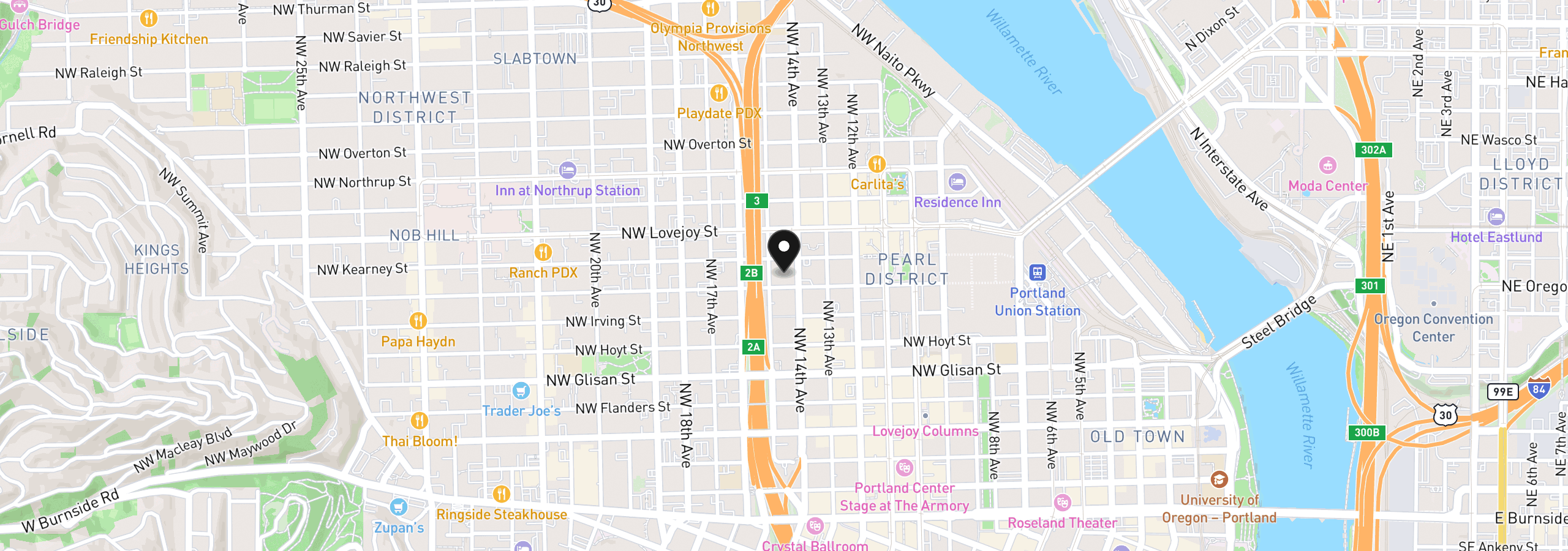 Map showing the location of 1410 NW Kearney St 1019, Portland, OR 97209