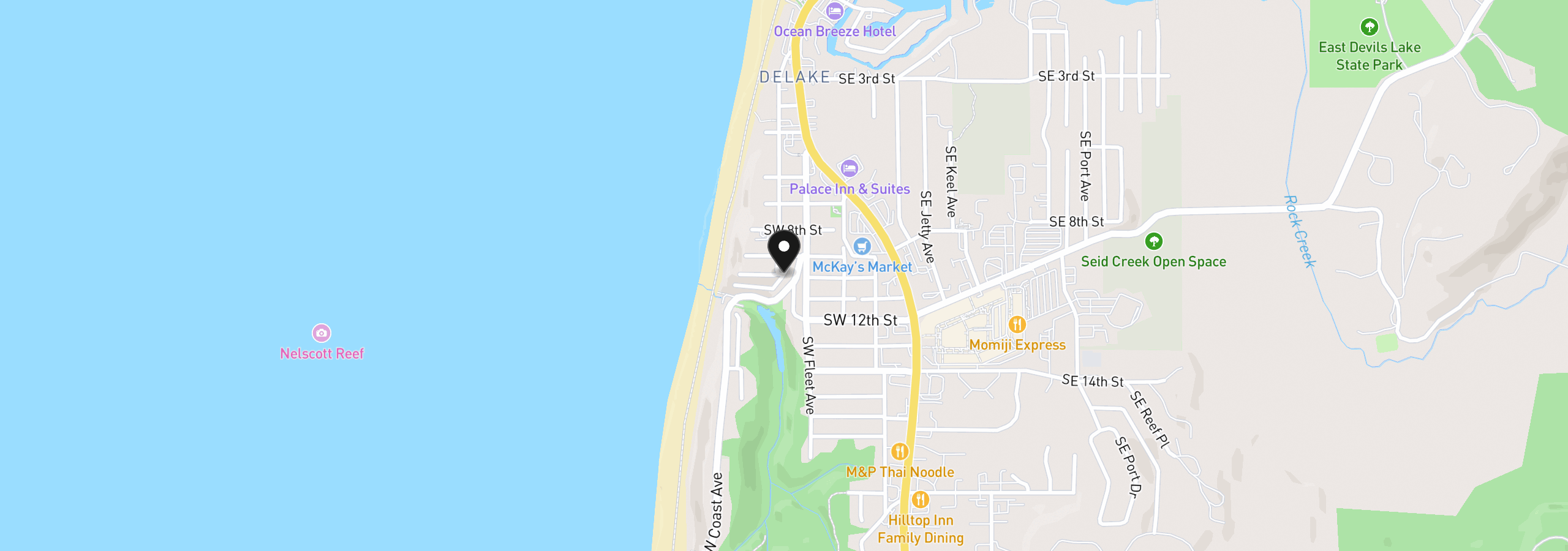 Map showing the location of 1004 SW 10th Place, Lincoln City, OR 97367