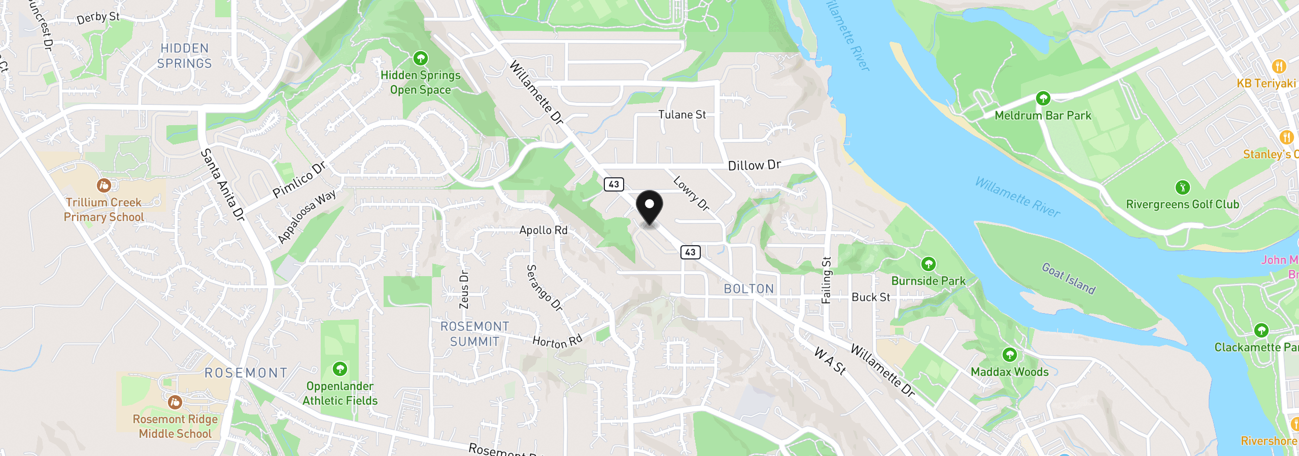Map showing the location of 20910 Fawn Ct 1, West Linn, OR 97068