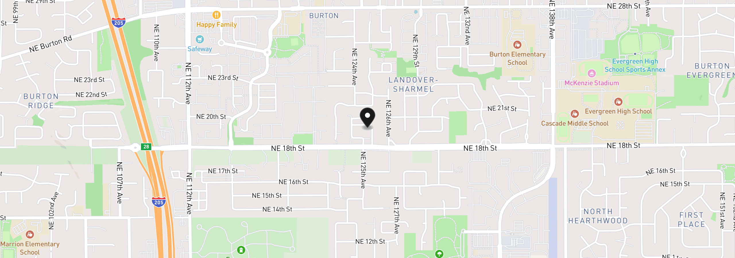 Map showing the location of 12429 NE 20th St, Vancouver, Wa 98684