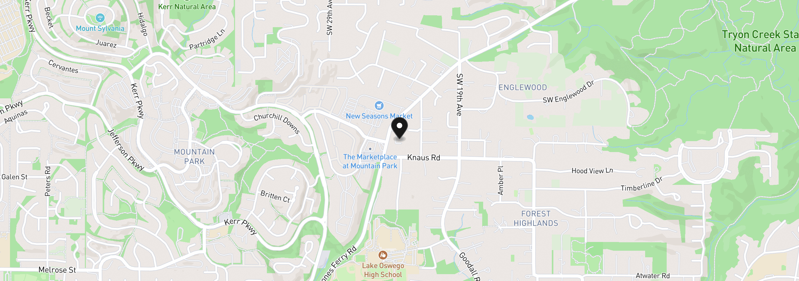 Map showing the location of 12886 Boones Ferry Rd, Lake Oswego, OR 97035