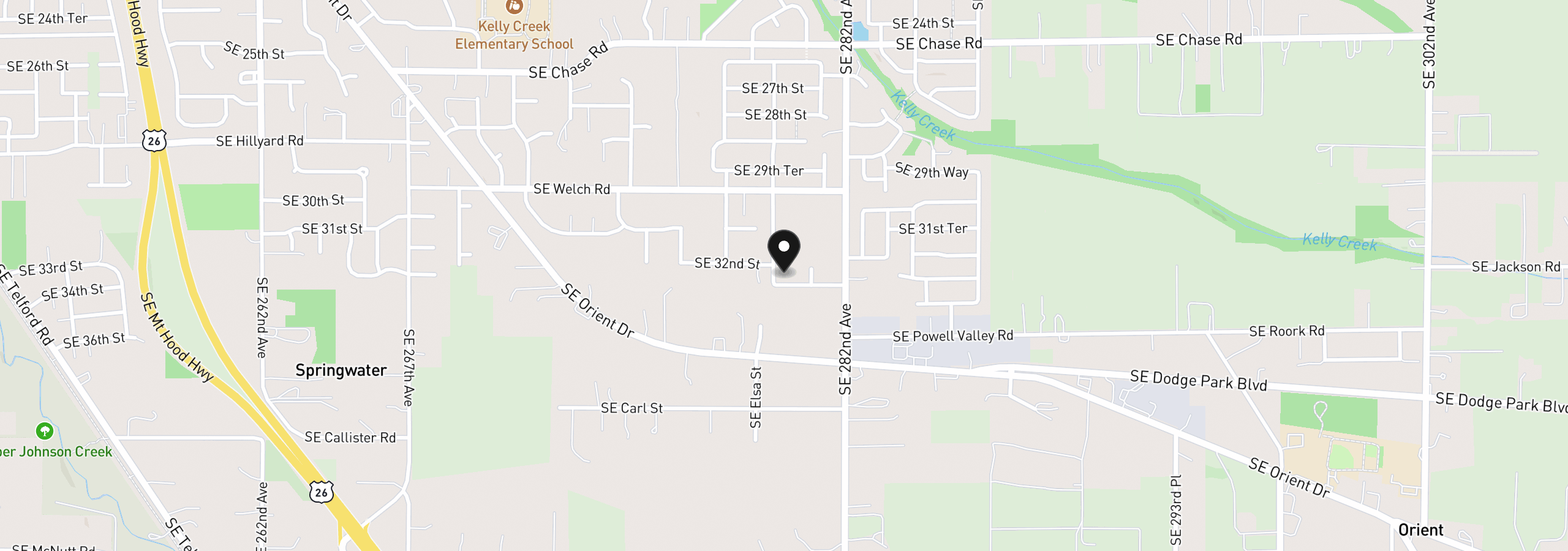 Map showing the location of 5817 SE 33rd St, Gresham, OR 97080