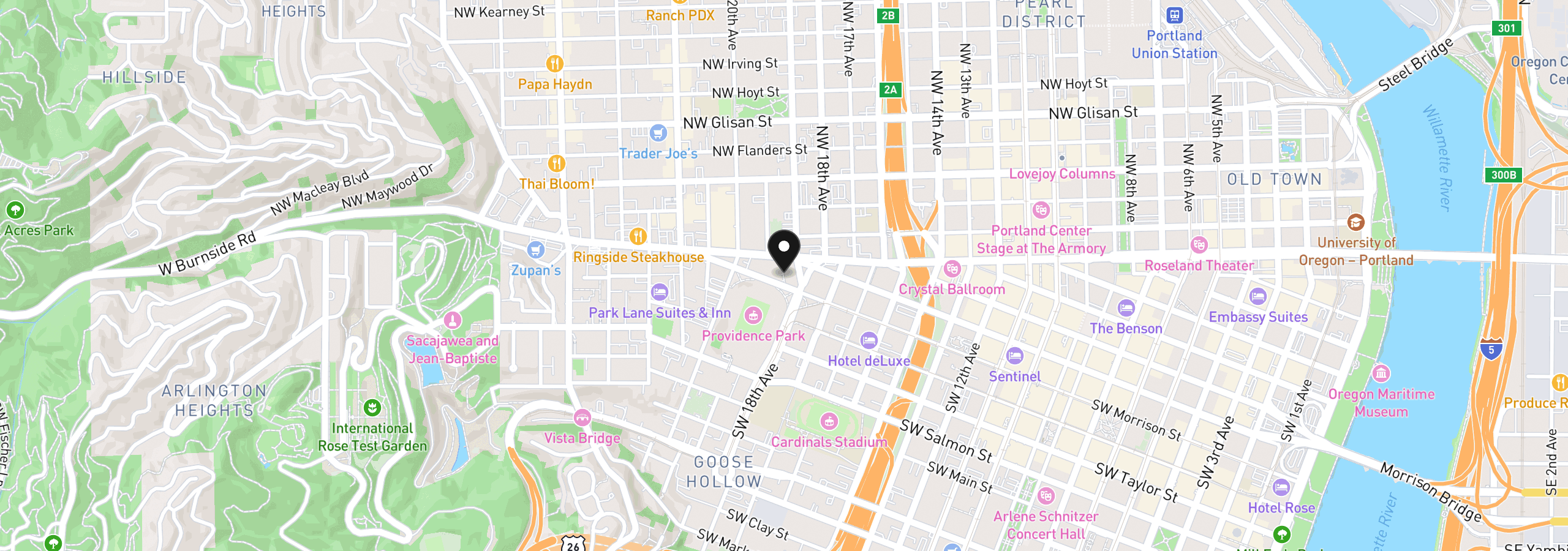 Map showing the location of 1926 W Burnside St 919, Portland, OR 97209