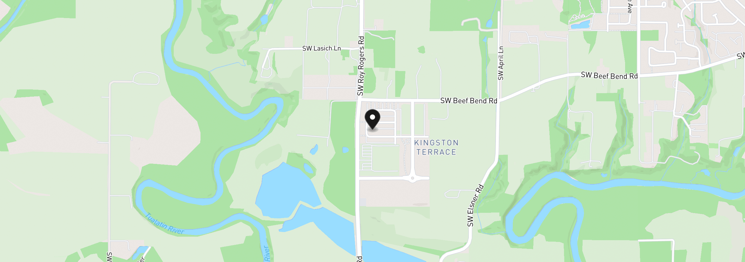 Map showing the location of 16897 SW Pomelo Dr, King City, OR 97140